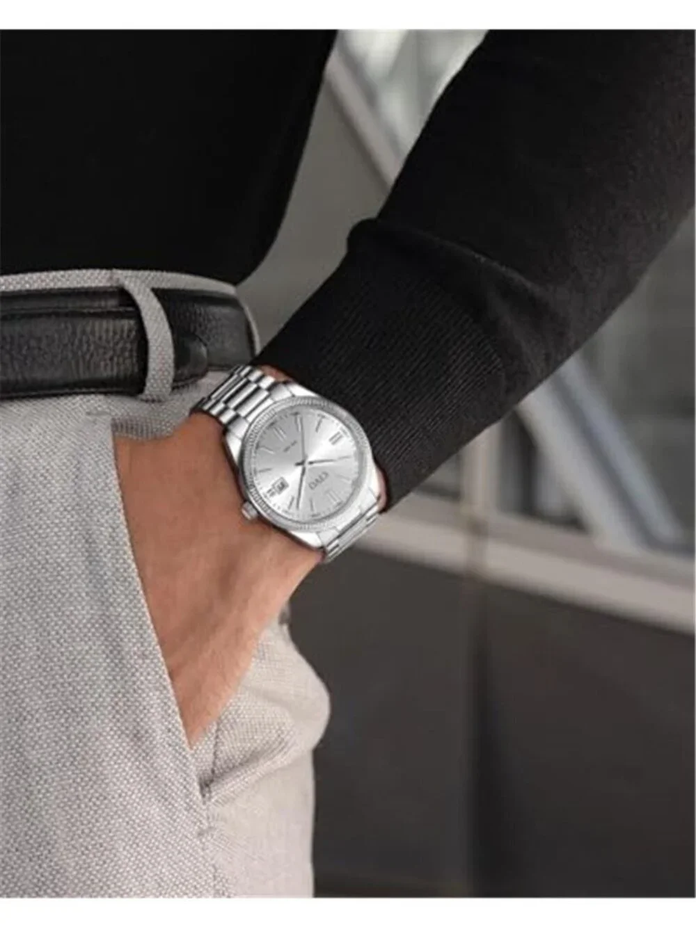 Watch for Men Analog Silver Wrist Quartz Movement Stainless Steel Luminous